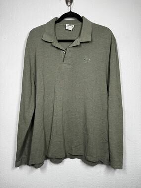 Lacoste Polo Shirt Top Olive Green Sz 7/XL Embroidered Logo